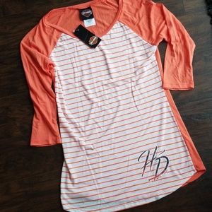 Harley Davidson coral 3/4 sleeve top